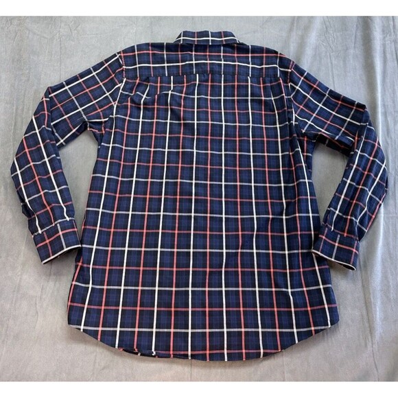 Fairlane Sons Plaid Blue Button Front Men's XL Shirt Plaid Reg Fit Wrinkle Free - Picture 2 of 9